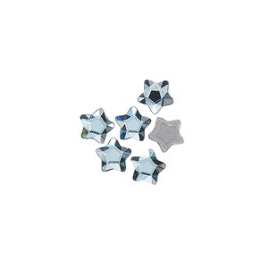 Flat back 6pk aquamarine foil back, Crystal Passions® hotfix rhinestone 6mm star flower 3754