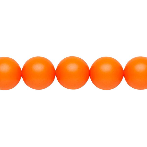 Pearl 25pk neon orange, Crystal Passions® 10mm round 5810 image number 0