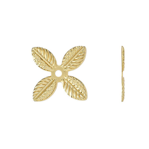 Component, gold-finished steel, 22mm single-sided leaves. Sold per pkg of 20. image number 0