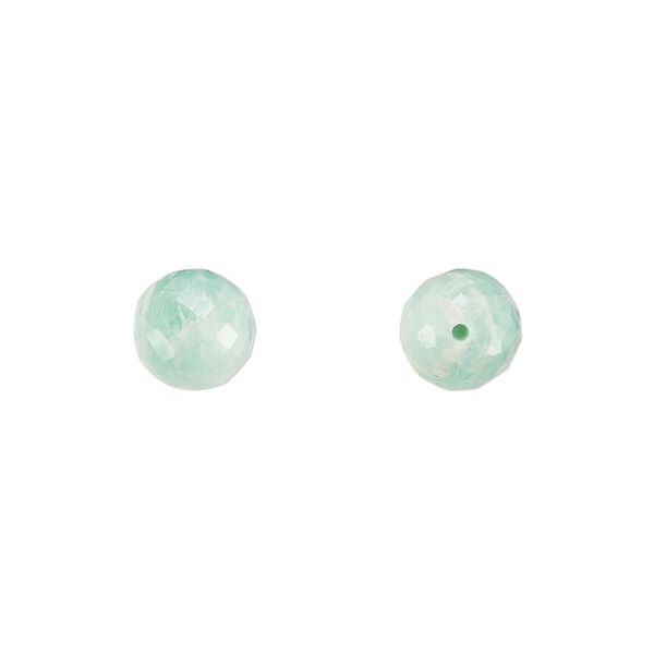 Amazonite 1pkg2, hand-cut half-drilled faceted round bead natural 8mm image number 0