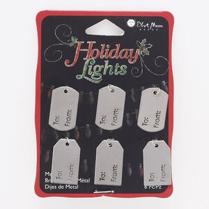 Drop, antique silver-finished steel, 22x13mm single-sided tag and dog tags with "To:" and "From:" inscription. Sold per pkg of 6.