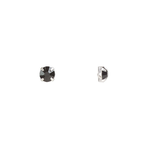 Bead 24pk rose montees jet silver plate, Preciosa Czech crystal 3.8-4mm round SS16 image number 0