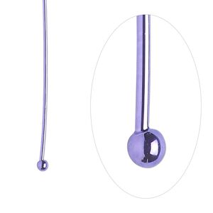 Head pin, electro-coated brass, purple, 3 inches with 2mm ball, 21 gauge. Sold per pkg of 10.