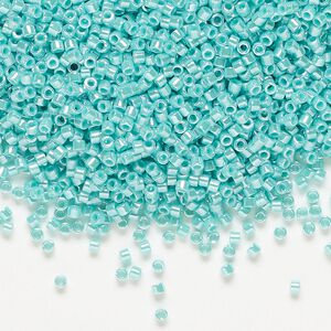 Seed bead, Delica®, glass, pkg/50g, #11 round, opaque luster sea opal (DB-1567).