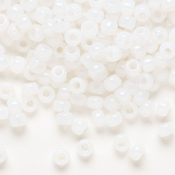 Seed bead, Miyuki, glass, pkg/25g, #6 rocaille, translucent opal (RR-550). image number 0