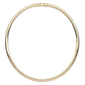 Chain 1pkg1 gold-plated omega, 6mm flat / fold-over clasp, brass 18 inch