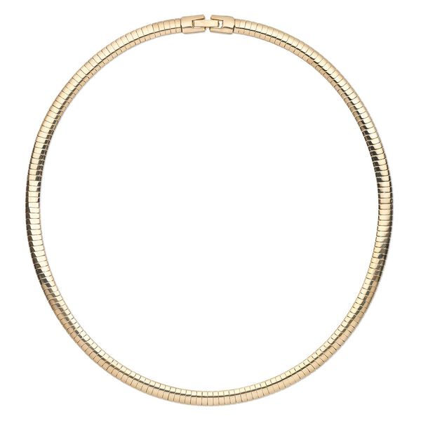 Chain, gold-plated brass, 6mm flat omega, 18-inch. Sold individually. image number 0