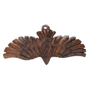 Arang wood 1pkg1, carved raven focal natural brown 53x27mm