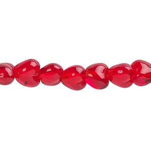 Bead, Preciosa, glass, transparent light red, 4mm heart. Sold per 15-1/2" to 16" strand.