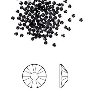 Flat back 1440pk jet foil back, Swarovski® 1.7-1.9mm rose round SS5 2058