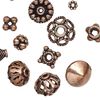 Bead and bead cap mix, antiqued copper, 5x1mm-18x10mm mixed shape. Sold per 50-gram pkg, approximately 60-70 pieces. image number 0