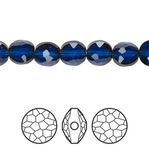 Bead 144pk dark sapphire, Swarovski® ReCreated™ 8mm puffed round 5034