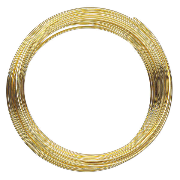 Memory wire, Beadalon®, gold-plated carbon steel, 2-1/4-inch round bracelet, 0.65mm thick. Sold per 1-ounce pkg, approximately 65 loops. image number 0
