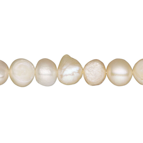 Pearl, cultured freshwater, peach, 8-9mm flat-sided freeform, D grade, Mohs hardness 2-1/2 to 4. Sold 15" to 16" strand. image number 0