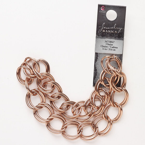 Chain, steel, pkg/14 inches, 17.1mm double curb, copper finish. image number 0