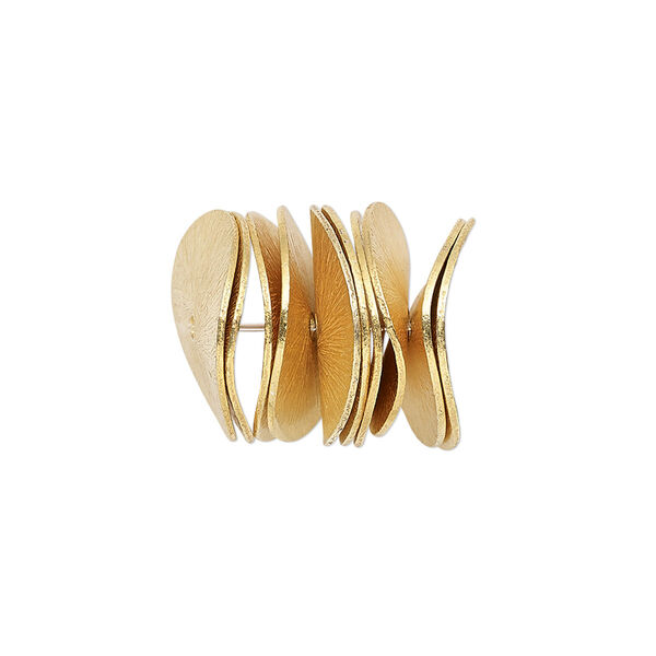 Bead, gold-finished copper, 17x4mm brushed wavy rondelle. Sold per pkg of 10. image number 0