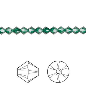 Bead 1440pk majestic green, Swarovski® 4mm XILION bicone 5328