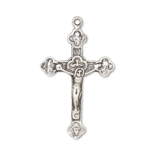 Focal, antiqued sterling silver, 31x20mm crucifix. Sold individually. image number 0