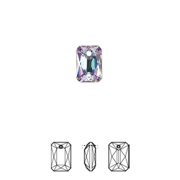 Drop 4pk crystal vitrail light P, Crystal Passions® 9x6mm pendant emerald cut 6435 image number 0