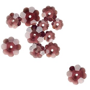 Margarita flower assortment 12pk transparent amethyst purple, Celestial Crystal® 10x3.5mm 8x3mm 6x2mm flower bead