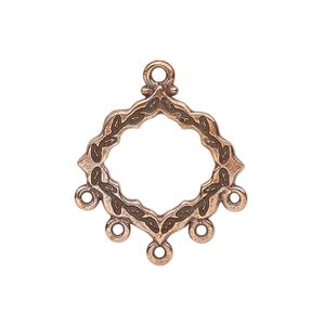 Connector, TierraCast®, antique copper-plated pewter, 22.5x21.5mm double-sided scalloped diamond with ivy cathedral design. Sold per pkg of 20.
