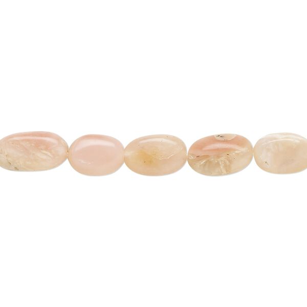 Pink opal 1pkg1, hand-cut flat oval bead natural 14 inch 8x6mm-12x7mm image number 0