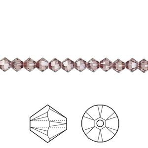 Bead 144pk crystal antique pink, Crystal Passions® 4mm bicone 5328