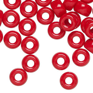 Bead 1pkg60 Czech pressed glass, opaque red, 9x6mm crow.