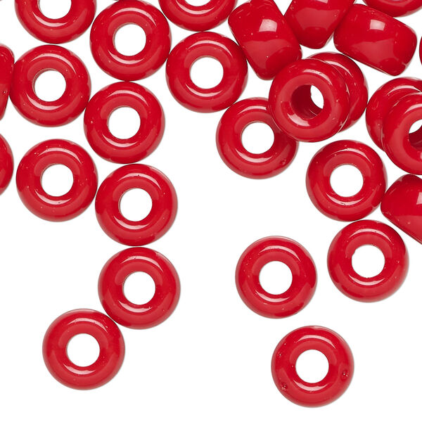 Bead 1pkg60 Czech pressed glass, opaque red, 9x6mm crow. image number 0