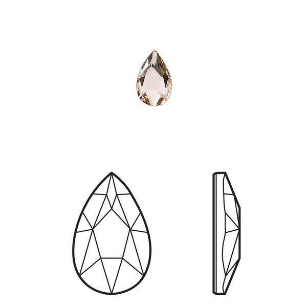 Flat back 24pk vintage rose foil back, Crystal Passions® 8x5mm pear 2303 image number 0