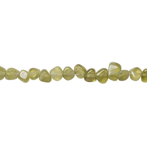 Peridot 1pkg1, hand-cut flat pebble bead natural, 12 inch small image number 0