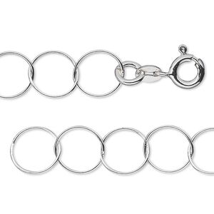 Chain 1pkg1 sterling silver cable, 10mm round / springring clasp, 20 inch