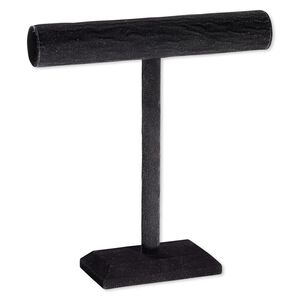 Display, necklace, velveteen and wood, black, 12 x 11-1/2 x 3-1/2 inches with 2-inch bar. Sold individually.