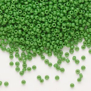Seed bead, Dyna-Mites™, glass, pkg/40g, #11 round, opaque green, (747 11/0 RR).