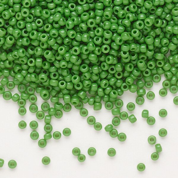 Seed bead, Dyna-Mites™, glass, pkg/40g, #11 round, opaque green, (747 11/0 RR). image number 0