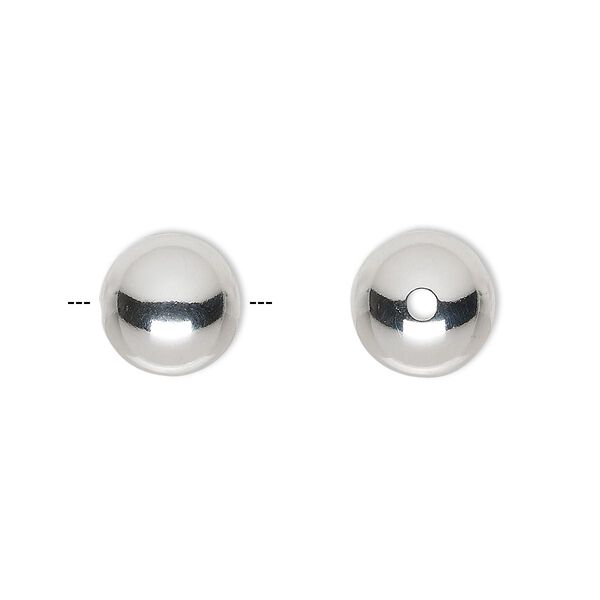 Bead, sterling silver, 12mm seamless round. Sold per pkg of 2. image number 0
