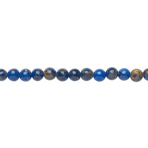Bead, resin and multi-stone (dyed / assembled), lapis blue and brown, 4mm round. Sold per 8-inch strand, approximately 50 beads.