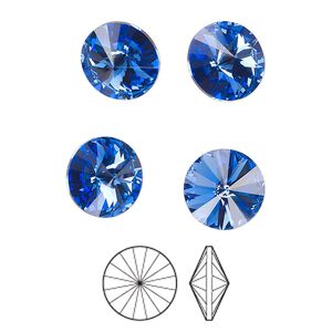 Chaton 8pk sapphire foil back, Preciosa MAXIMA Czech crystal rhinestone 10.54-10.91mm rivoli SS47