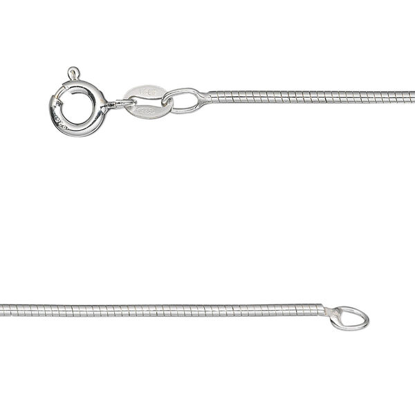 Chain, sterling silver, 1.2mm omega, 7 inches with springring clasp. Sold individually. image number 0