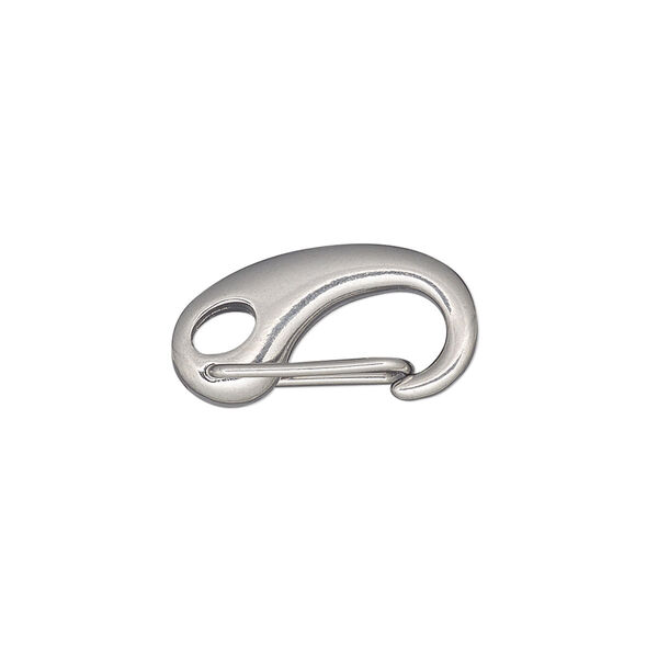Clasp, self-closing hook, stainless steel, 21x11mm. Sold individually. image number 0