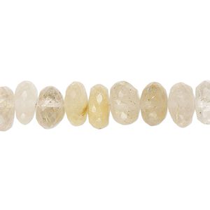 Golden rutilated quartz 1pkg1, hand-cut faceted rondelle / round bead natural 14 inch 9x6mm / 9-10mm