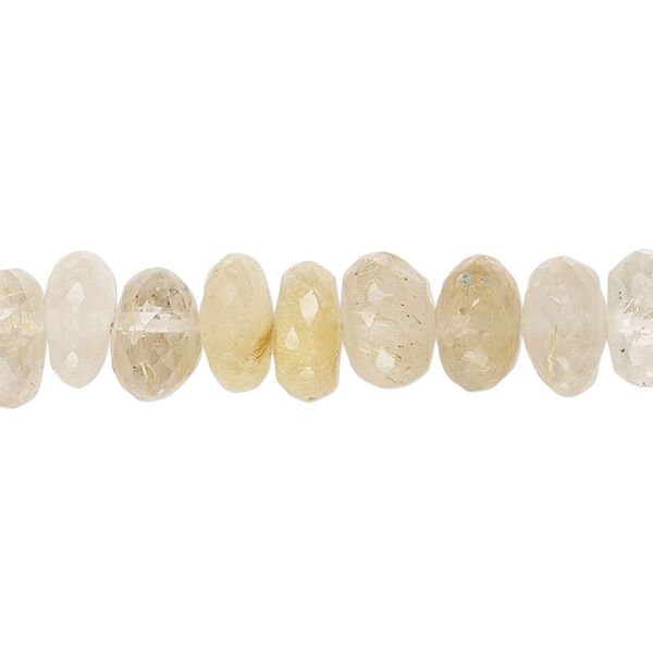 Golden rutilated quartz 1pkg1, hand-cut faceted rondelle / round bead natural 14 inch 9x6mm / 9-10mm image number 0