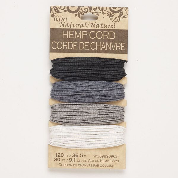 Hemp 1pkg4, round cord 30 foot assortment assorted colors 1mm image number 0