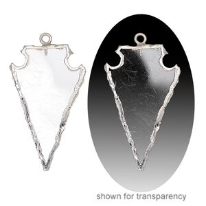 Quartz crystal / sterling silver 1pkg1, electroplated hand-cut arrowhead charm natural 36x22mm