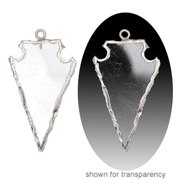 Quartz crystal / sterling silver 1pkg1, electroplated hand-cut arrowhead charm natural 36x22mm image number 0
