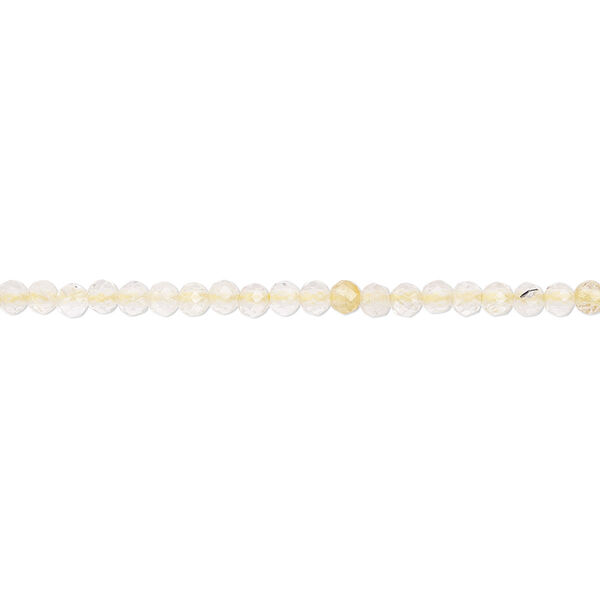 Bead, golden rutilated quartz (natural), 1.5-2mm faceted round with 0.4-0.6mm hole, C grade, Mohs hardness 7. Sold per 13-inch strand. image number 0