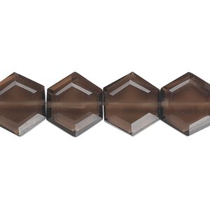 Smoky quartz 1pkg10, hand-cut faceted hexagon bead 13x12mm