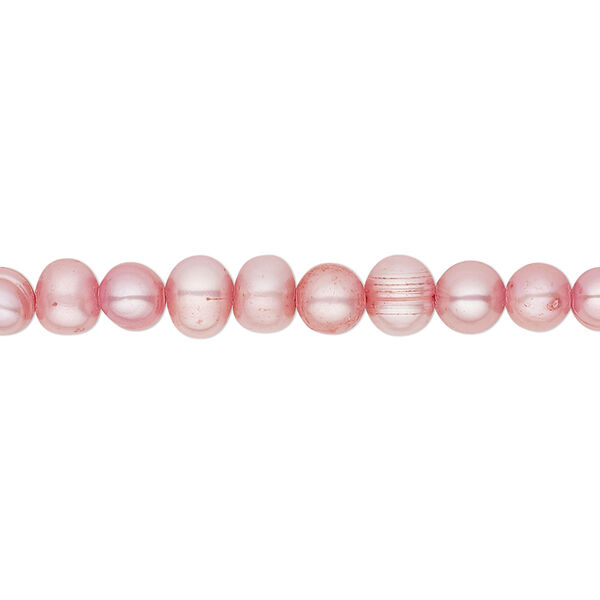 Pearl, cultured freshwater (dyed), blush, 4-5mm semi-round, C grade, Mohs hardness 2-1/2 to 4. Sold per 16-inch strand. image number 0