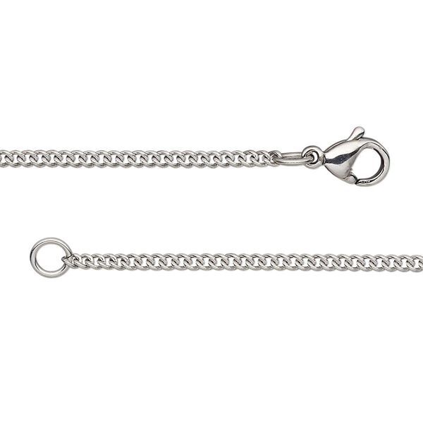 Chain, stainless steel, 1.7mm curb, 30 inches with lobster claw clasp. Sold individually. image number 0