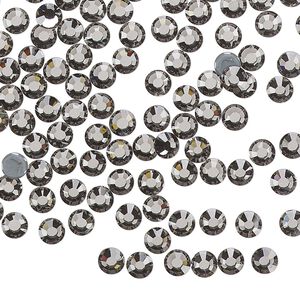 Flat back, Dance With Me™ crystal hotfix rhinestone, black diamond, foil back, 3.8-4mm rose, SS16. Sold per pkg of 144 (1 gross).